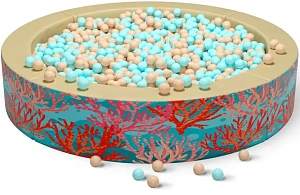 Сухой бассейн круглый с УФ печатью «Морской»