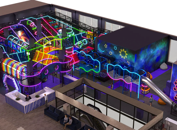 Детский центр «Звёздный Путь» c неоновой подсветкой