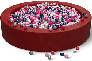 Сухой бассейн круглый с шариками «Бордовый»