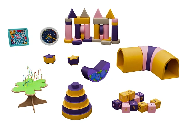 Комплект мягких модулей для детского центра «Лила-Лемон»