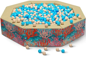 Сухой бассейн восьмигранник с УФ печатью «Морской»