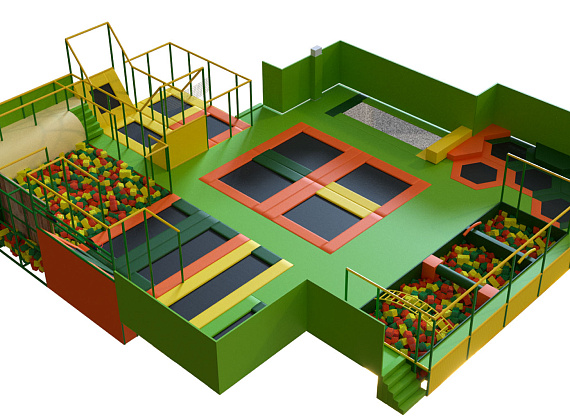 Батутный комплекс 300 м2 «Извержение вулкана» Фото 1