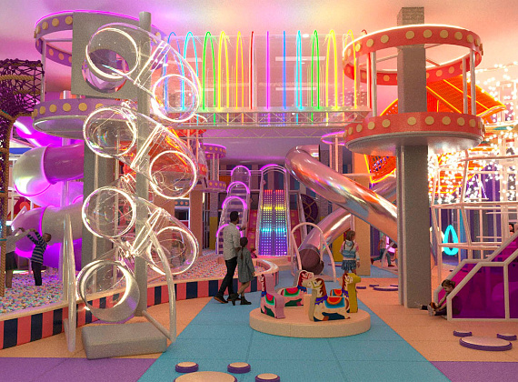 Детский игровой центр с подсветкой 550 м2 "Модерн" - стильный проект с подсветкой